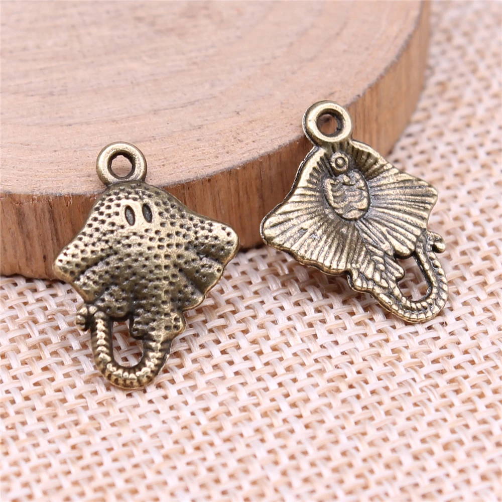 WYSIWYG 20pcs 21x13mm Charms Stingray Fish Mobula Antique Silver Color Making Pendant Fit Vintage Manta Ray Charms