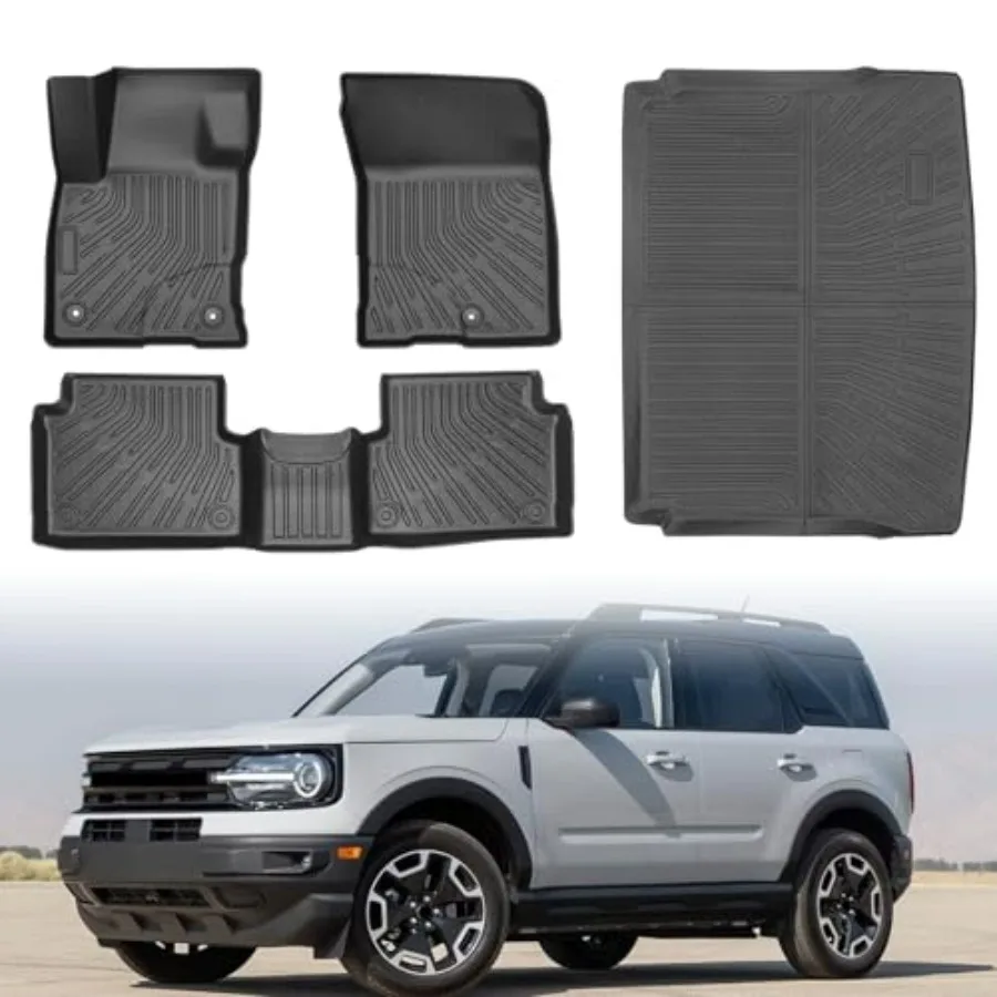 

Floor Mats Cargo Liner Compatible with Bronco Sport 2021-2025 All Weather TPE Full Set Floor Liners Waterproof Anti-Slip Durab