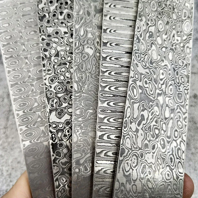 1piece Damascus steel DIY knife Making Material Rose Sandwich Pattern steel Knife blade blank has been Heat Treatment