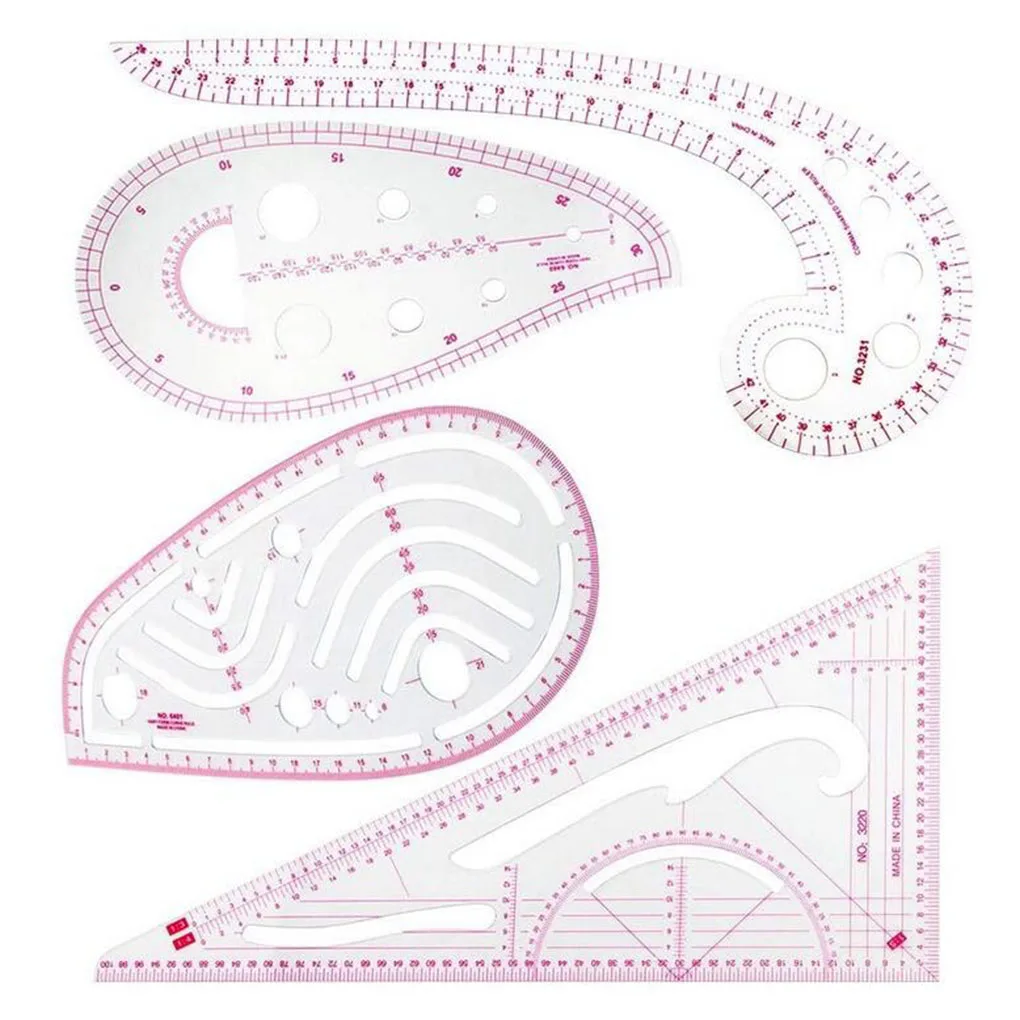 4 Pieces Pattern Sewing Ruler DIY Curve Tailor Measuring Dressmaking Half-round Triangular Drawing Stencil Drafting