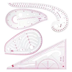 4 Pieces Pattern Sewing Ruler DIY Curve Tailor Measuring Dressmaking Half-round Triangular Drawing Stencil Drafting