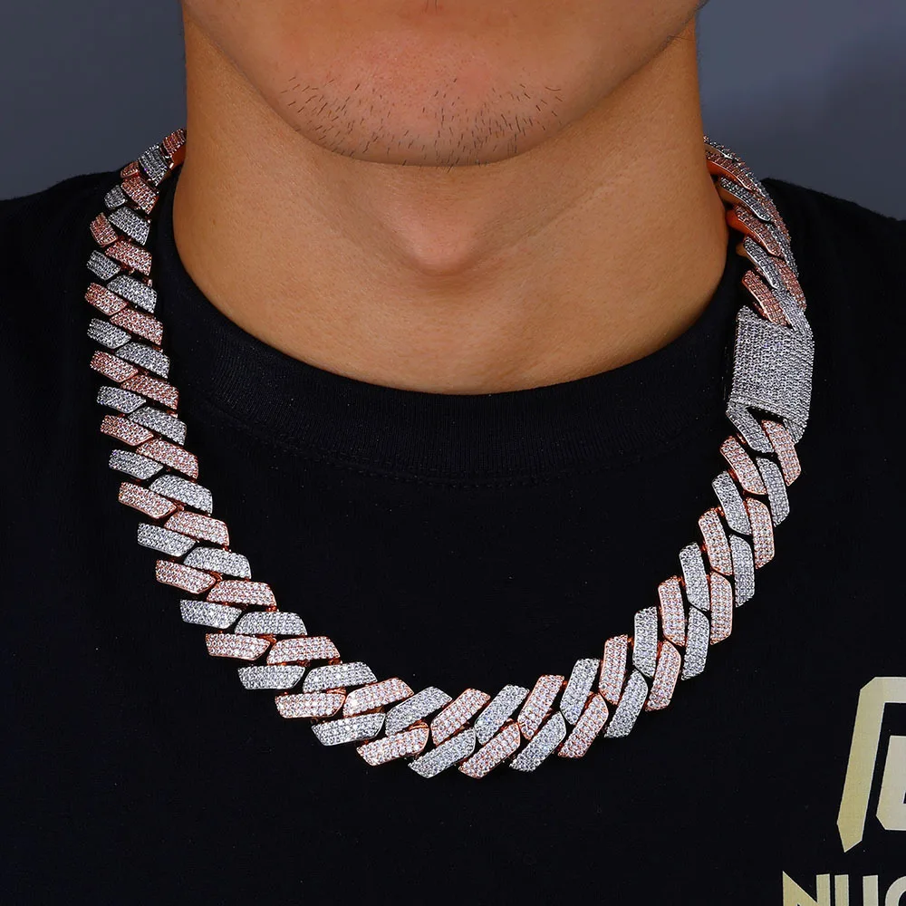

20mm Three Rows Zircon Diamond Cuban Chain Hip Hop Necklace Jewelry Men's Full Diamond Necklace