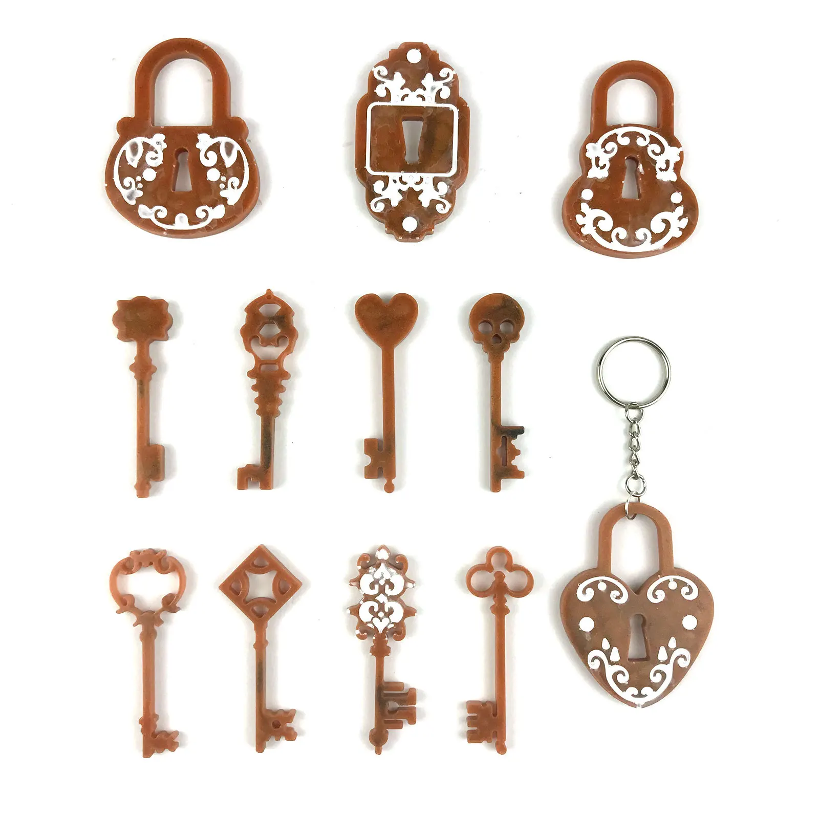 Key Love Lock Keychain Epoxy Silicone Mold DIY Key Set Keychain Backpack Pendant Jewelry Decorative Mold For Handmade Resin