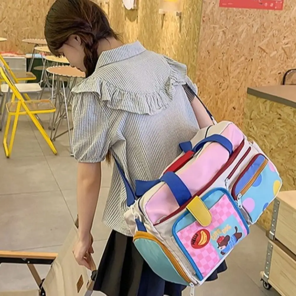 Large Capacity Dopamine Travel Bag Oxford Dedicated Shoe Compartment Gym Sports Tote Water-resistant Colorful Luggage