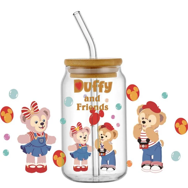 Duffy And Friends  Cartoon UV DTF Cup Wraps Transfer Stickers Waterproof Transfer Decal DIY LOGO Selfsdhesive For 16OZ Libby Cup