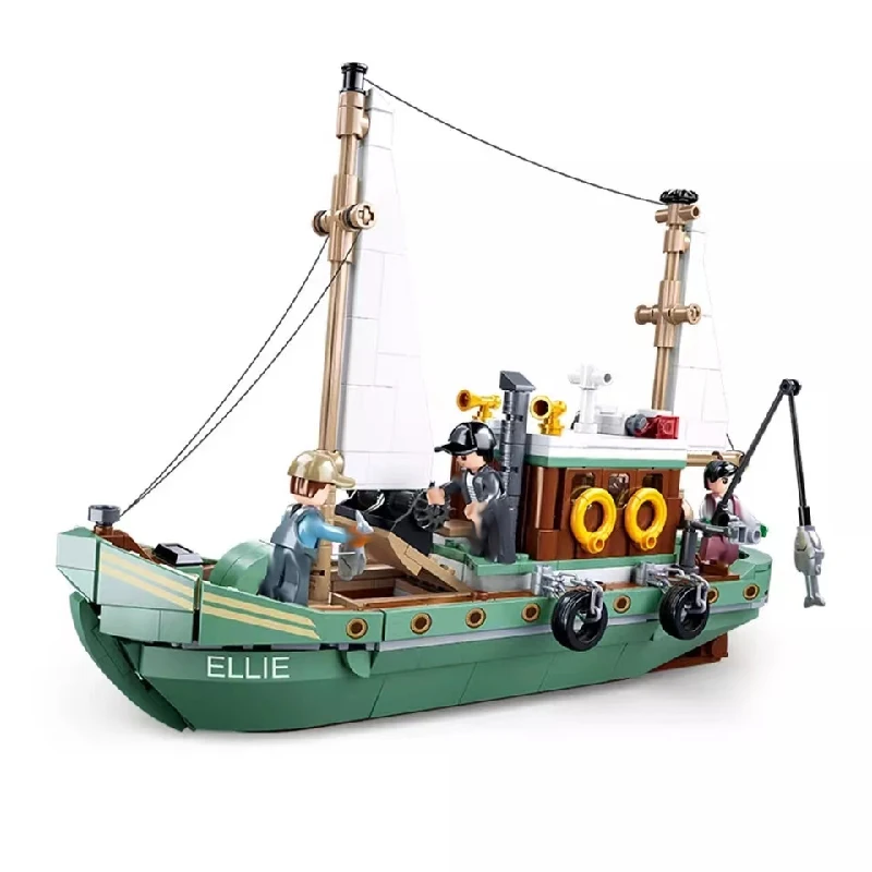 2022 New 610PCS City Creativity Fisherman Town Fishing Boat Ship Model Building Blocks DIY Bricks Kids Boys Toys Christmas Gift