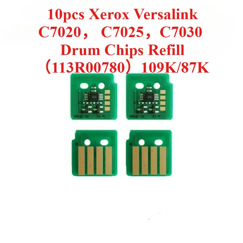 

10 шт. Xerox Versalink C7020, C7025, C7030, заправка барабанных чипов (113R00780)109K/87K