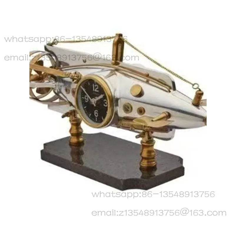 Submarine bell Brass seat clock 3inches European imitation antique creative desk clock model room decoration handicraft ornament