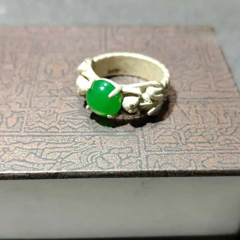 Unisex Tibetan Silver Collectible Ring, Minimalist Elegant Style, Inner Diameter 20mm Vintage Decorative Hand Ornament