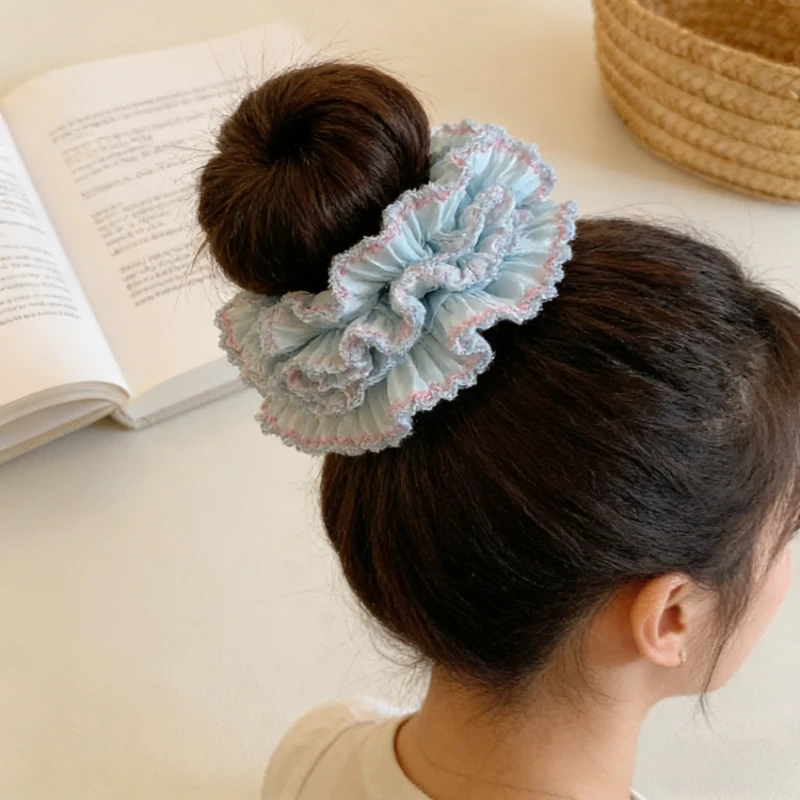 

Korean Style Lace Hair Tie Plaid Unique Design Advanced Sense Retro Beautiful Large Intestine Circle Hair Rope Hair Accessories