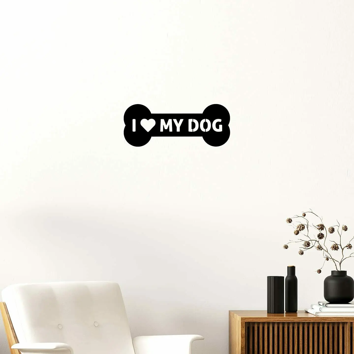 I Love My Dog Bone Graphic Home Decor Decorative Accent Metal Art Wall Sign Home Living Room Interior Decoration Metal Art