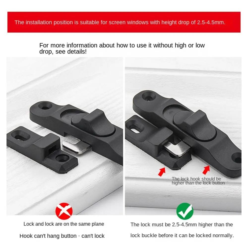 Aluminium Alloy Sliding Pull Door Lock Push-Pull Hardware Window Hook Lock Multifunctional Anti Theft Door lock buckle Window