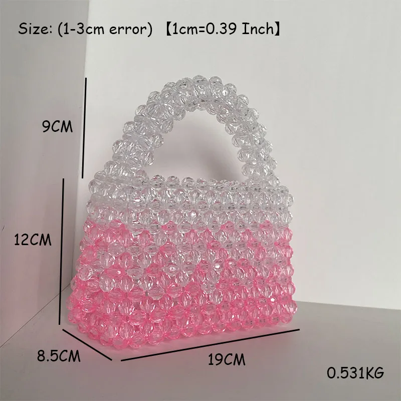 Gradient Pink Beaded Bag for Dinner Party Wedding Ladies Elegant Fashion Gifts for Her Summer Luxury Purse Tote Bags for Women