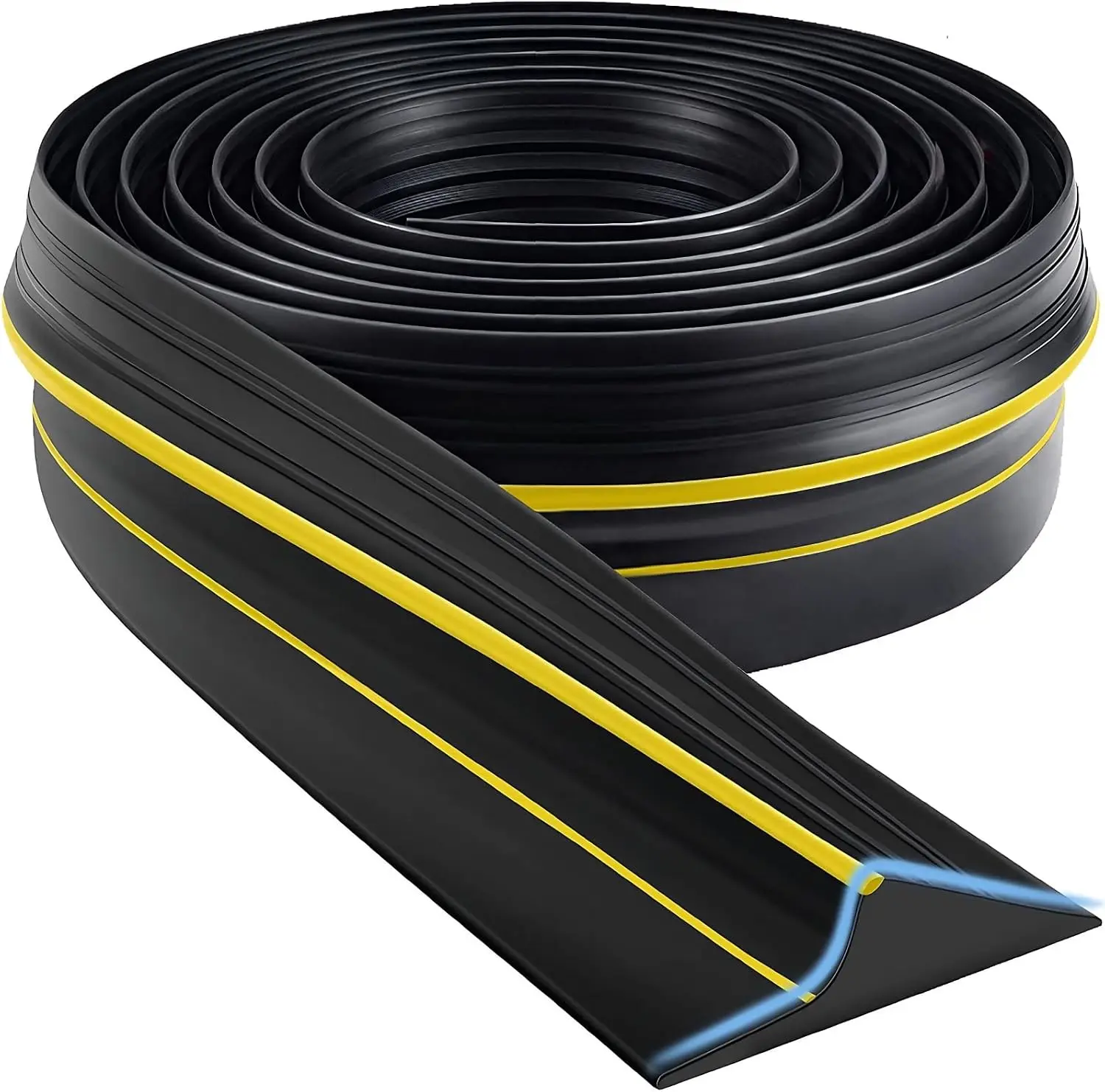 Garage Door Bottom Seal Strip, Weatherproof EPDM Rubber Threshold, Fits All Standard Doors, Easy for DIY Homeowners, No Adhesive (33Ft, Black)