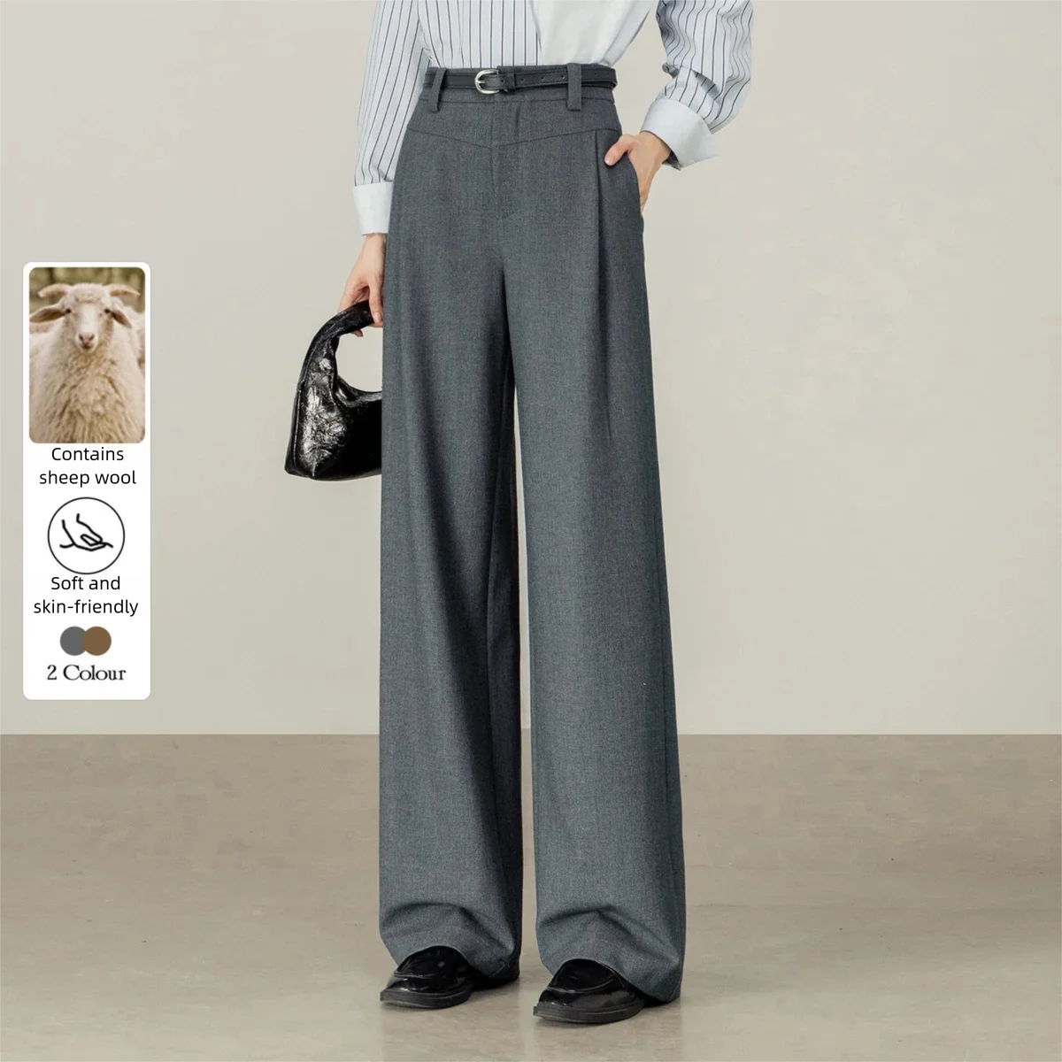 

SENTUBILA Wide Leg Pants Elegant Office Lady Workwear 2025 New Solid Color High Waist Loose Female Trousers 153KD0077