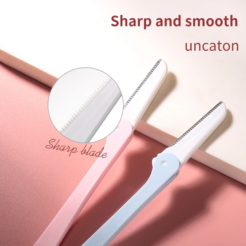 1 個追加 2 つの刃を追加メイクアップツール眉毛トリマーかみそり折りたたみ式トリミングナイフ保護カバー付き初心者にも安全