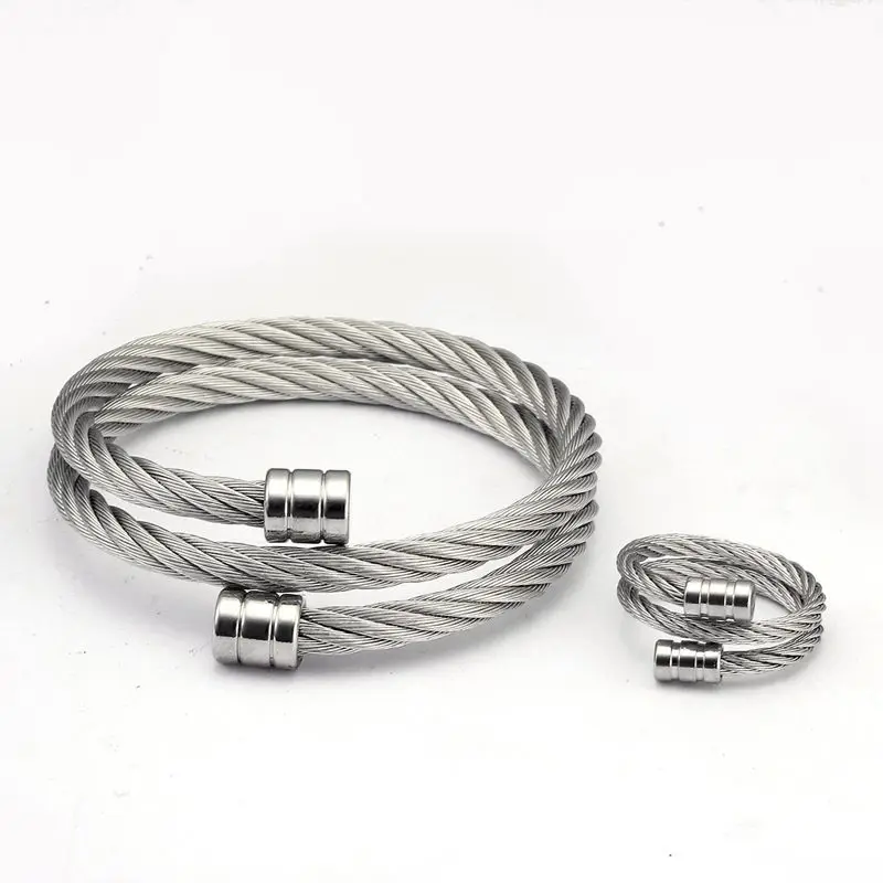 New Fashion Stainless Steel Braided Open Men Women Charm Cuff Bracelets Trendy Chain Link Sporty Wrap Bracelets Jewelry Gift