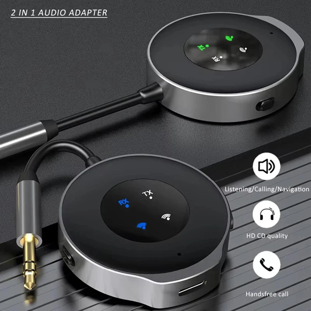 Adaptador Bluetooth 5,3 3 en 1, transmisor de Audio auxiliar de 3,5mm, receptor, adaptador de Audio inalámbrico, transmisor Bluetooth para auriculares de coche