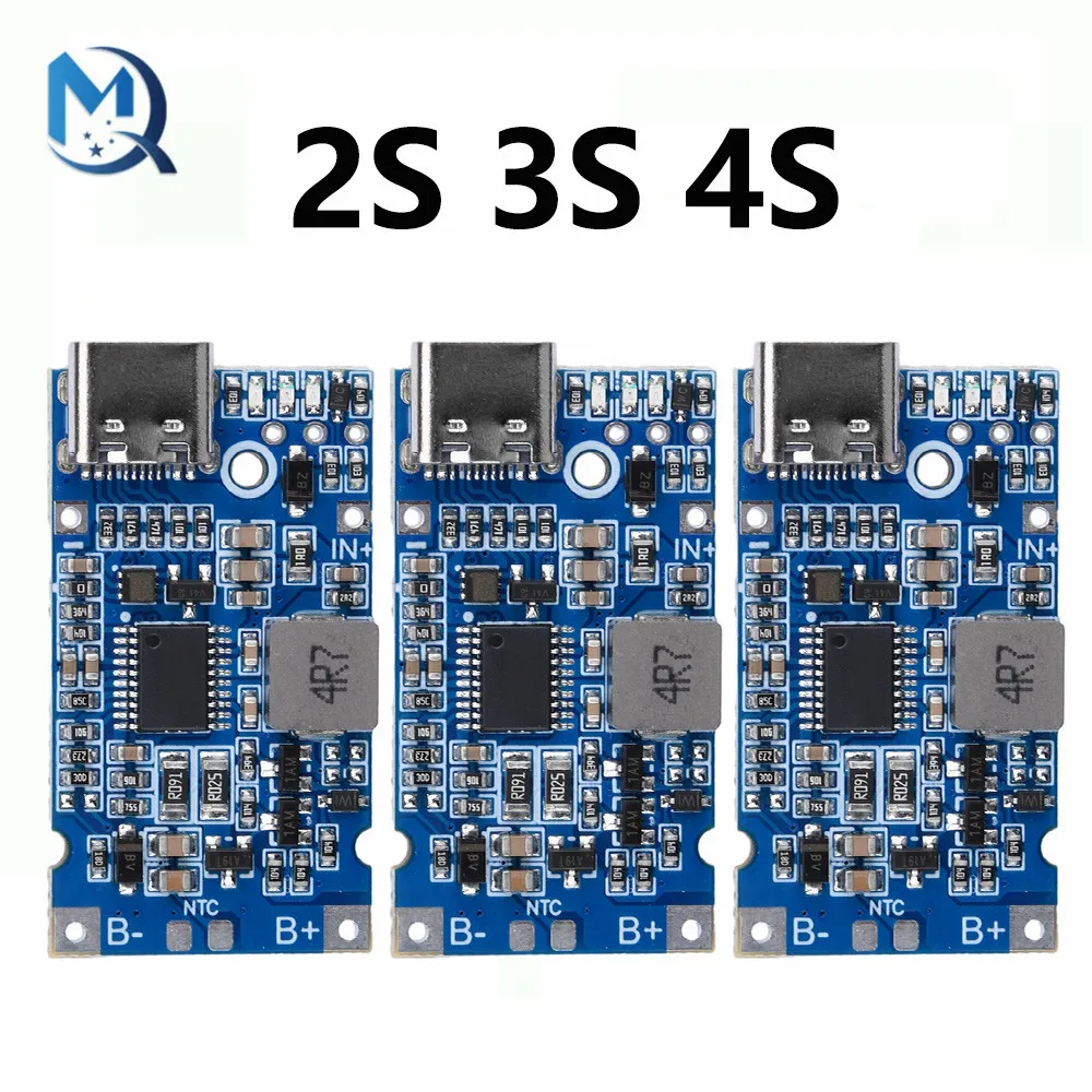 Multi-Cell 2S 3S 4S Type-C to 9V/12V 4.5V-15V Step-Up Buck Fast Charging Charger Module for 18650 Lithium Battery