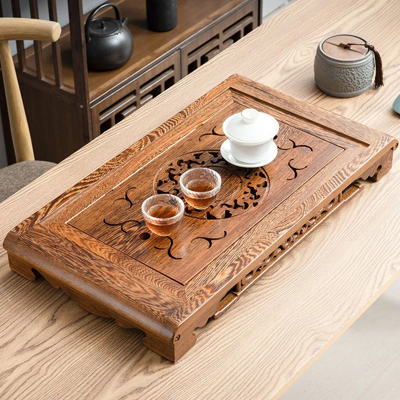 Household Dry Tea Tray Chinese Wooden Manual Luxury Nice Decorative Art Water Storage Tea Tray Contract Plateau De Service Trays