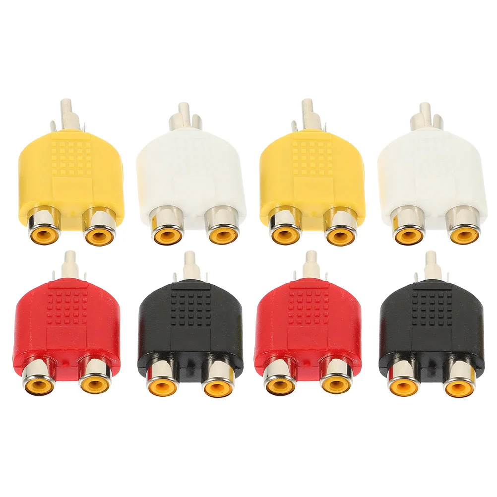 8 Pcs Audio Splitter RCA Y-Adapter Speaker Subwoofer Converter Stereo Male 2 Female