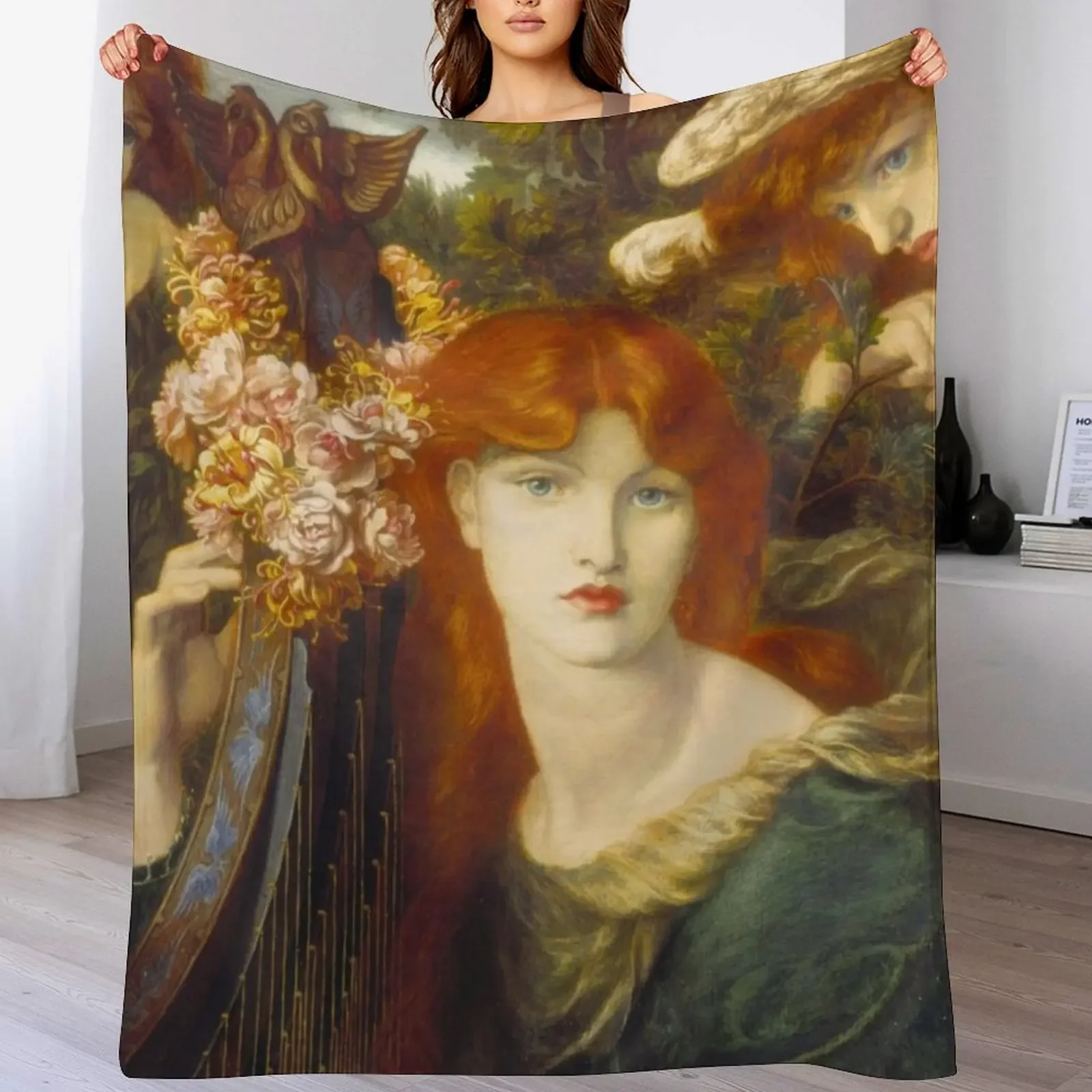 La Ghirlandata (1873) by Dante Gabriel Rossetti Throw Blanket Cute Plaid Giant Sofa Beautifuls Thermals For Travel Blankets