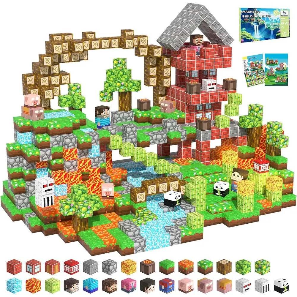 150ピースの暗闇で光る磁気ビルディングブロックセット、3歳以上の子供向けSTEMおもちゃ、クリスマスや誕生日プレゼントに最適