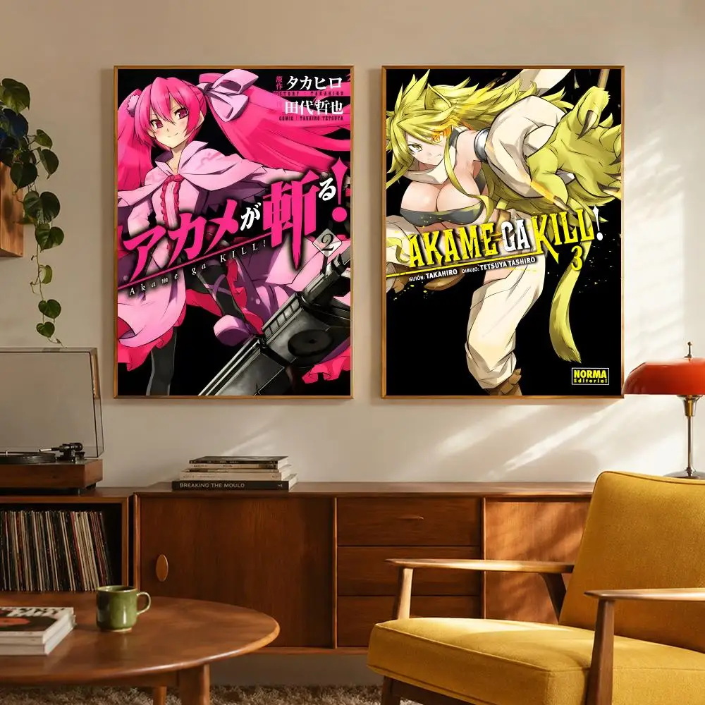 Dark Fantasy Anime Akame ga Kill Poster Digital Solvent Print Waterproof PP Fade-Resistant Wall Art Room Decor Gift