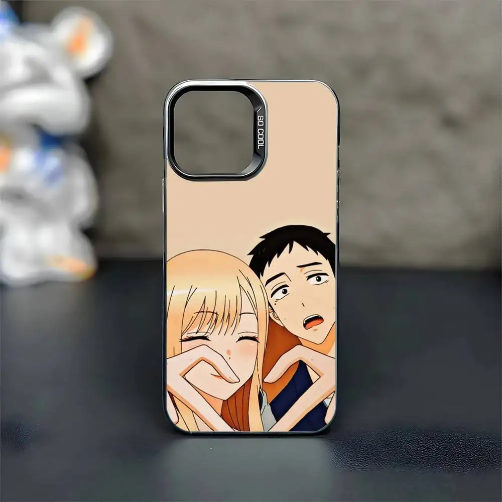 Meu vestido querido anime capa de telefone para iphone17,16,15,14,13,12,11 pro max blcak colorido banhado a prata dentro da capa de telefone