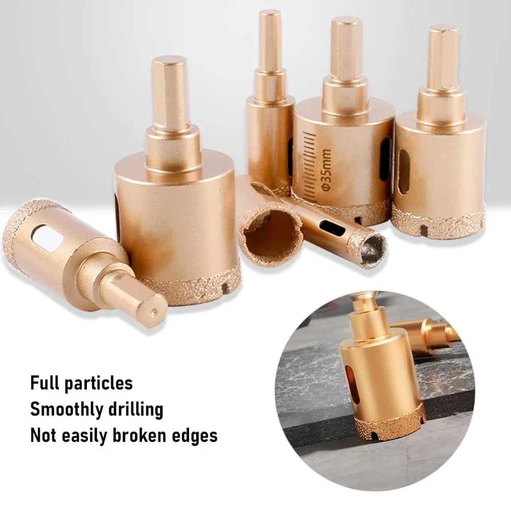 12pcs Portable Gold Diamond Hole Saw Kit Multipurpose Durable Tile Hole Opener Set Drill Bits for Brick Marble