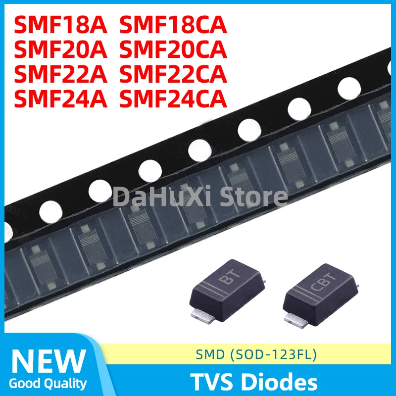 50PCS SMF18A BT SMF18CA CBT SMF20A BV SMF20CA CBV SMF22A BX SMF22CA CBX SMF24A BZ SMF24CA CBZ SOD-123FL TVS Diodes