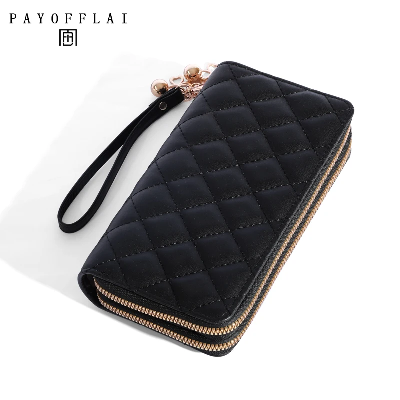 Genuine Madley Women's Tassel Long Wallet Business Card Holder Double Zipper PU Leather Clutch Luxury Wallet And Phone Bag