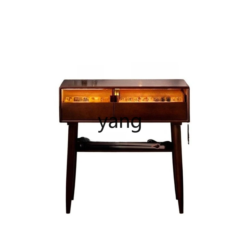 LMM French Vintage Dresser Small Bedroom Solid Wood Medieval Walnut Dresser Makeup Table