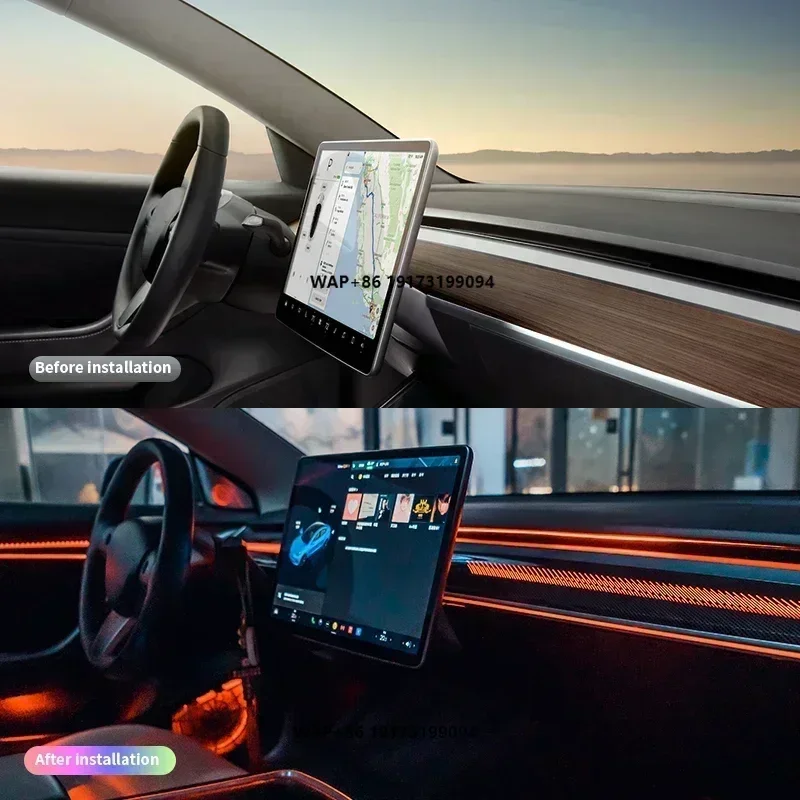 

For-Tesla Model 3/Model Y Ambient Interior Lighting Car Styling Dragon Rainbow Atmosphere Auto Interior Lighting