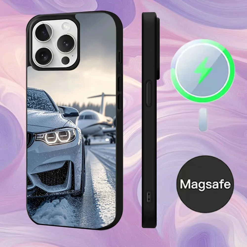 Zwart Wit voor B-BMW Telefoon Case Voor iPhone 16,15,14,13,12,11,Pro,Max,Plus,Mini,Magsafe,Magnetische Draadloze Opladen Case