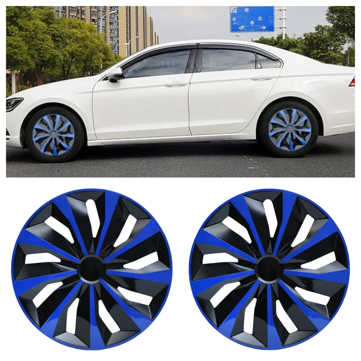 

4pcs 14 Inch Universal Car Wheel Hub Cover Blade Design Tire Cap Wheel Decoration Cover
