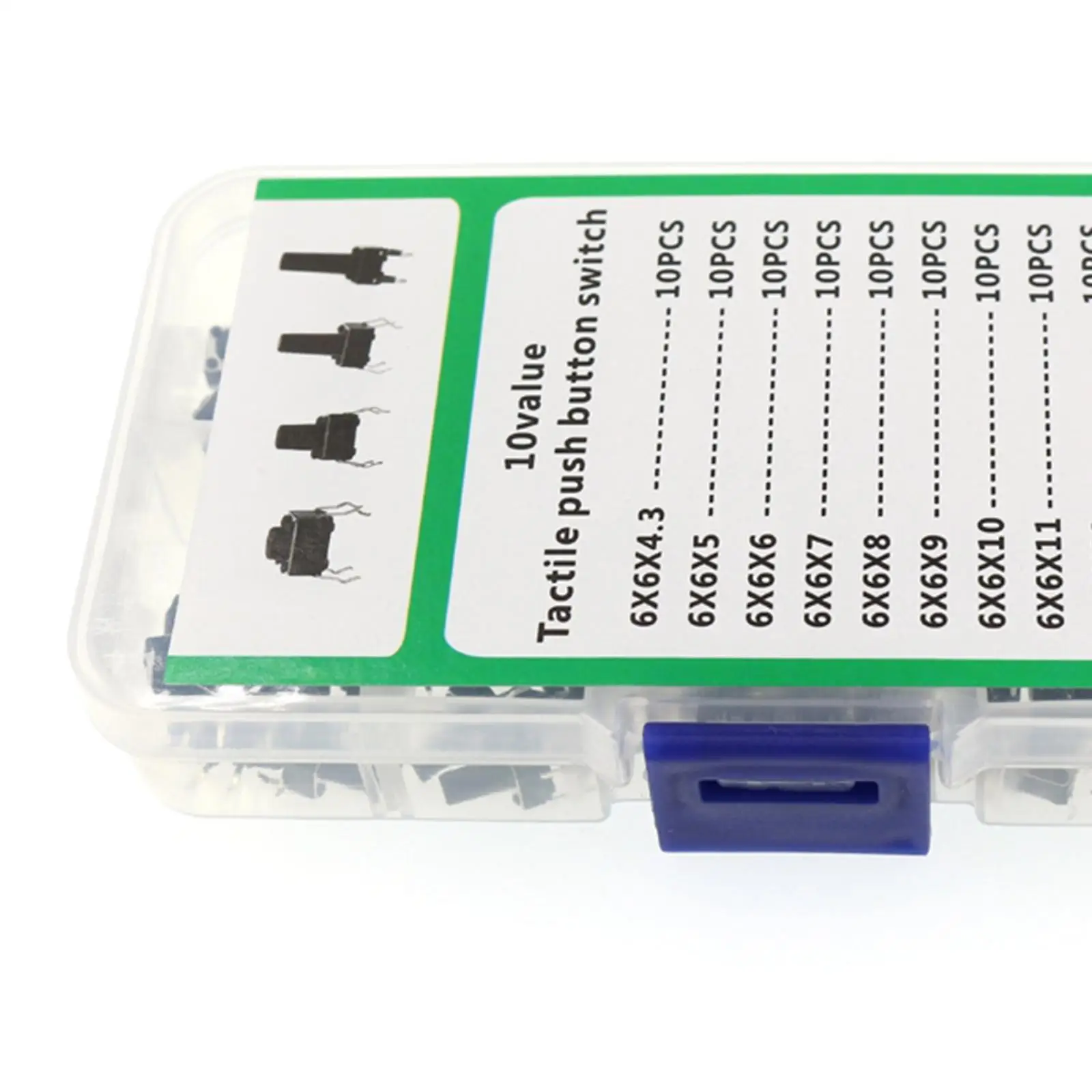 100PCS 6x6mm Momentary Tactile Tact Push Button Switch Assortment Kits