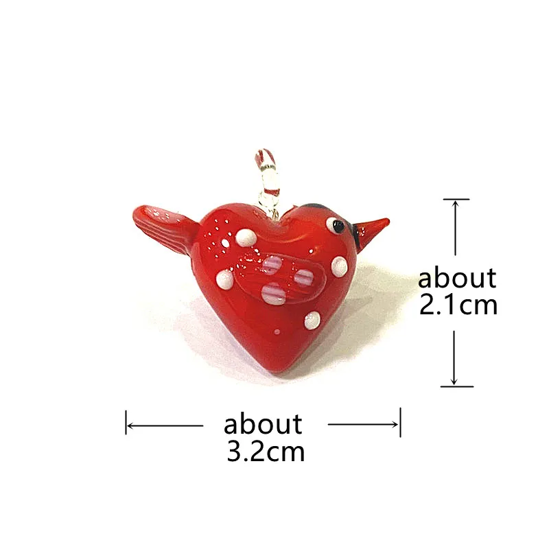Cute Heart Shaped Glass Mini Bird Pendant Charm Ornament for DIY Women's Jewelry Necklace Creation Wedding Decor Valentine Gift
