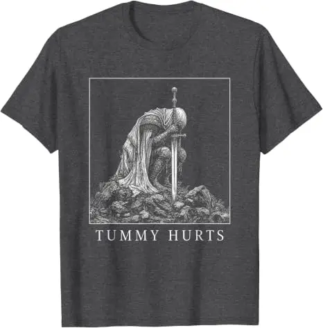 Tummy Hurts Mittelalterlicher Ritter Lustiges Fantasy-Humor-T-Shirt Y2k Castle Comedy Joke Graphic Apparel Neuheitsgeschenk Lässige Herrenbekleidung – Detail 4