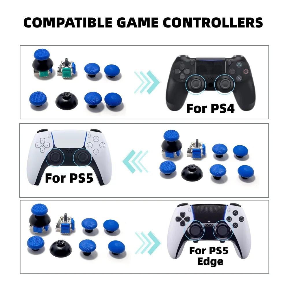 K-SILVER JT13 PRO+ TMR Joystick Repair Kit 10-in-1 for PS5 DualSense Edge PS4 Controller Anti-Drift Thumbstick Replacement & Cap image 2