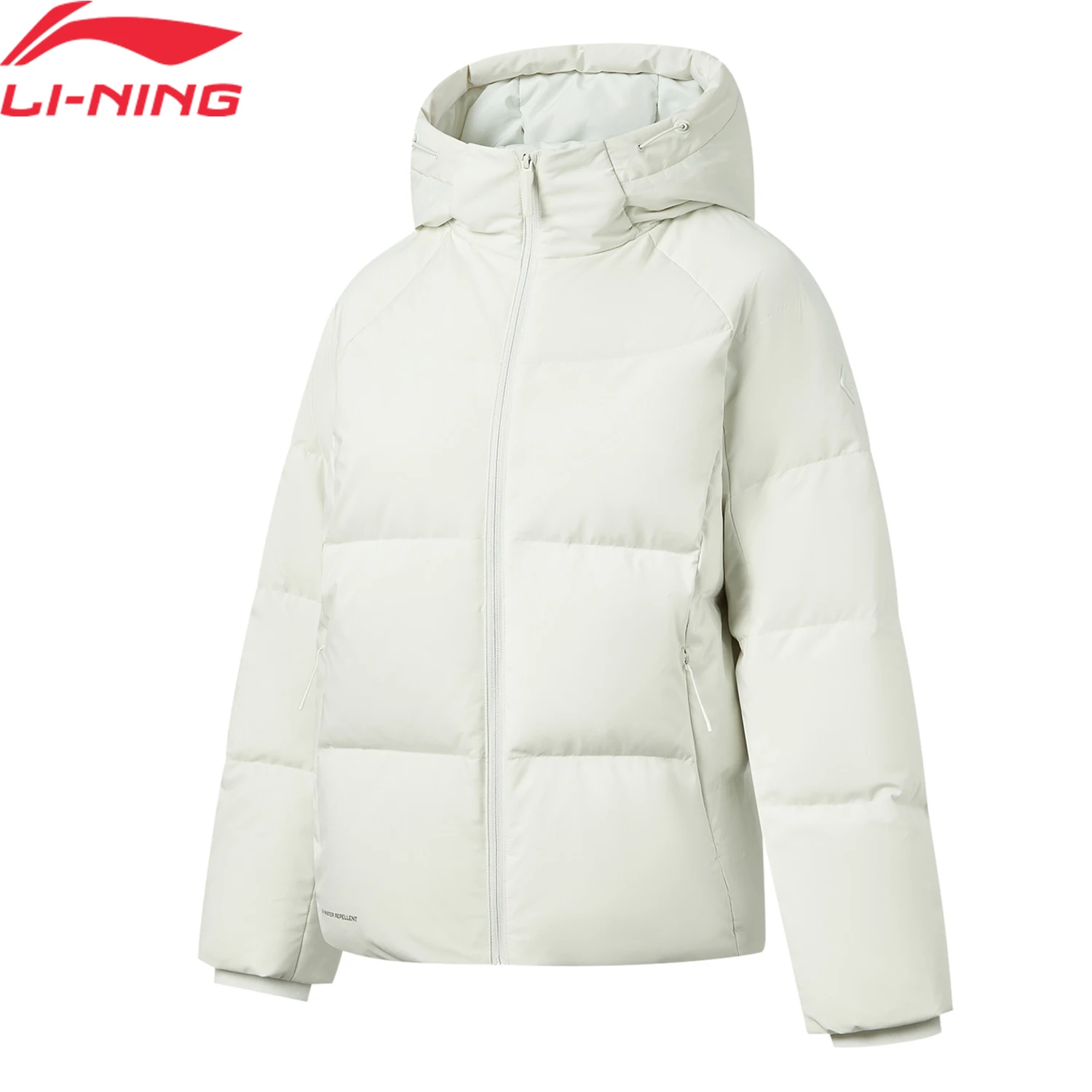 Li-Ning Women's Training Short Down Coat LN WATER REPELLENT Winter Warm 80% Down Content LiNing Hooded Jacket AYMW240