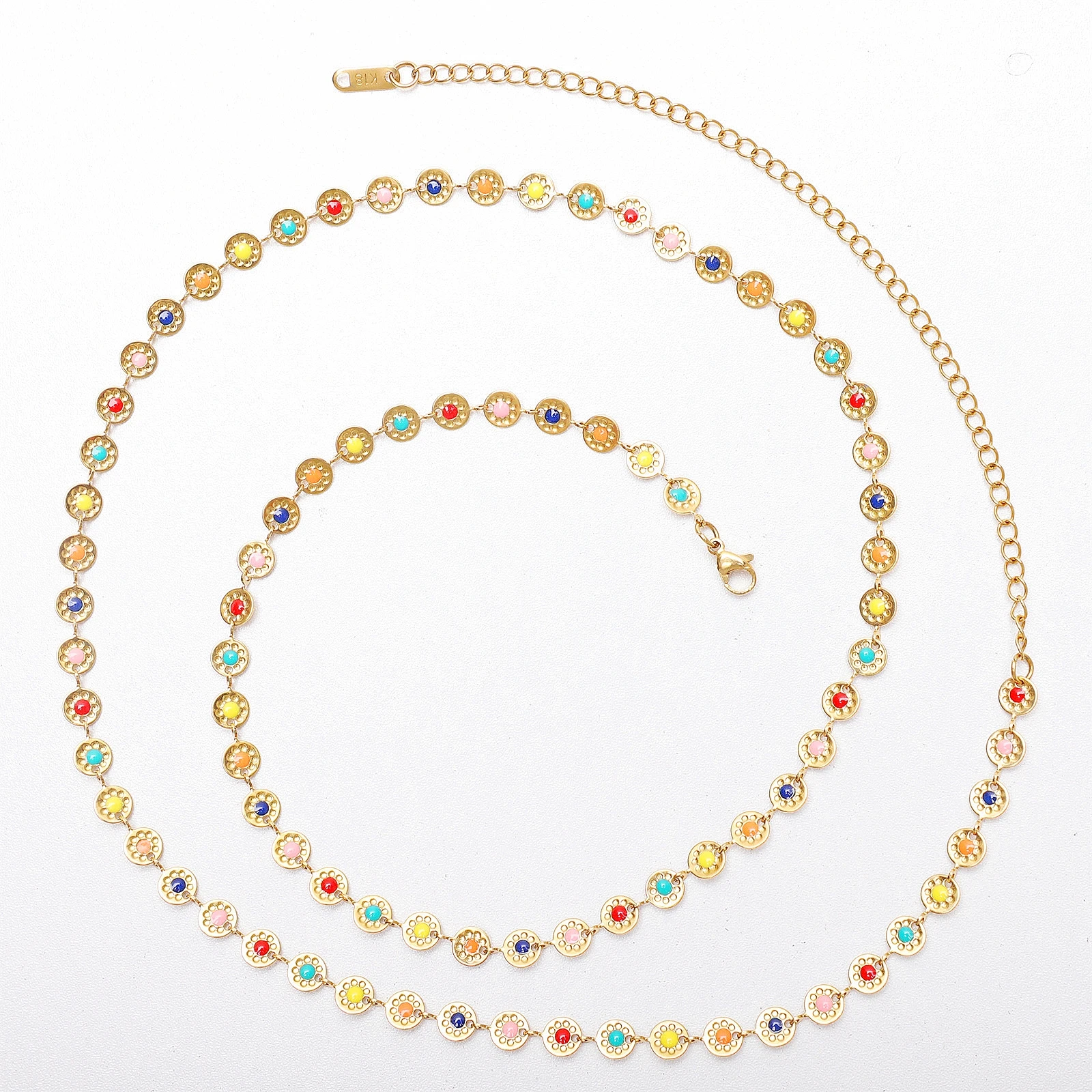 Bohomia Sun Disc Belly Chain Stainless Steel Enamel Colored Flower Waist Chain for Women Summer Beach Bikini Body Jewelry Gift