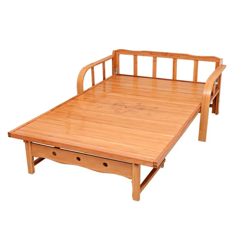 New folding bed sofa bed dual-purpose single household adult multi-functional solid wood lunch break cold bed