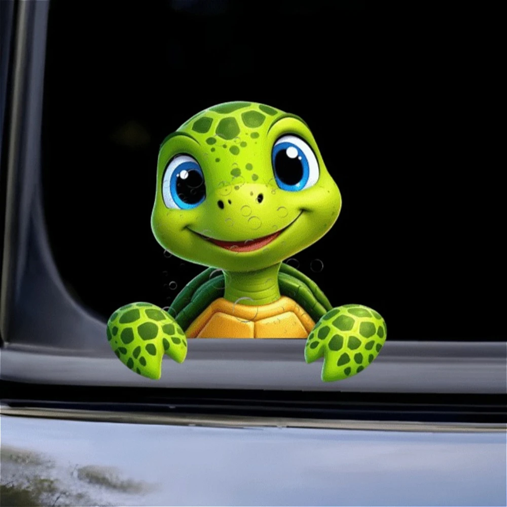 

1PC Cute Peeking Turtle Car Sticker Waterproof Self-Adhesive Vinyl Decal for Window Motorcycle Fuel Tank Side Body Cartoon Decor
