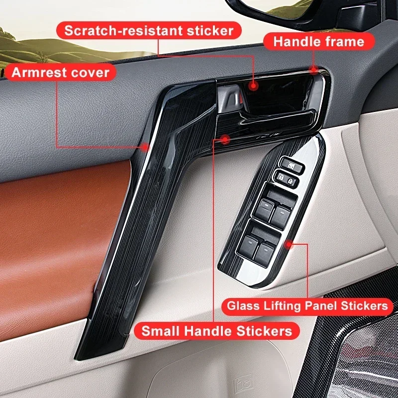 لتويوتا لاند كروزر برادو 150 2010-2024 2023 2022 مقبض باب السيارة زجاج مزخرف زر التبديل LC150 الملحقات الداخلية