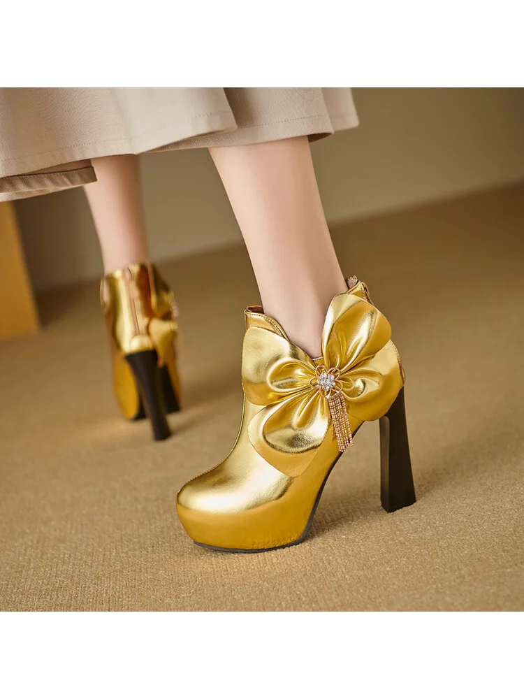 Short Boots For Women Super High Heels Thick Heels Ankle Boots Casual Single Boots Short Tube British Style Oversized Boots