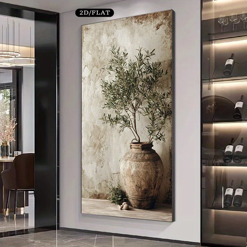 Large Olive Trees in The Countryside Vase Paint Canvas Print Simple Plants Farmhouse Wall Art Posters for Living Room Home Decor