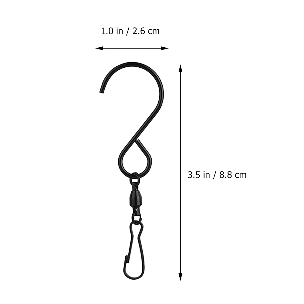 

10 Pcs Rotating Wind Chime Light Hook Hanging Swivel Clips Display Hangers 360 Degree Stainless Steel Black Coating LED Lamp