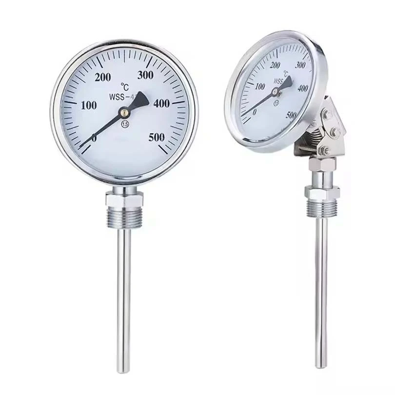 Wss-411 bimetallic thermometer industrial boiler disc thermometer dial diameter 100mm Any temperature can be customized 0~600℃