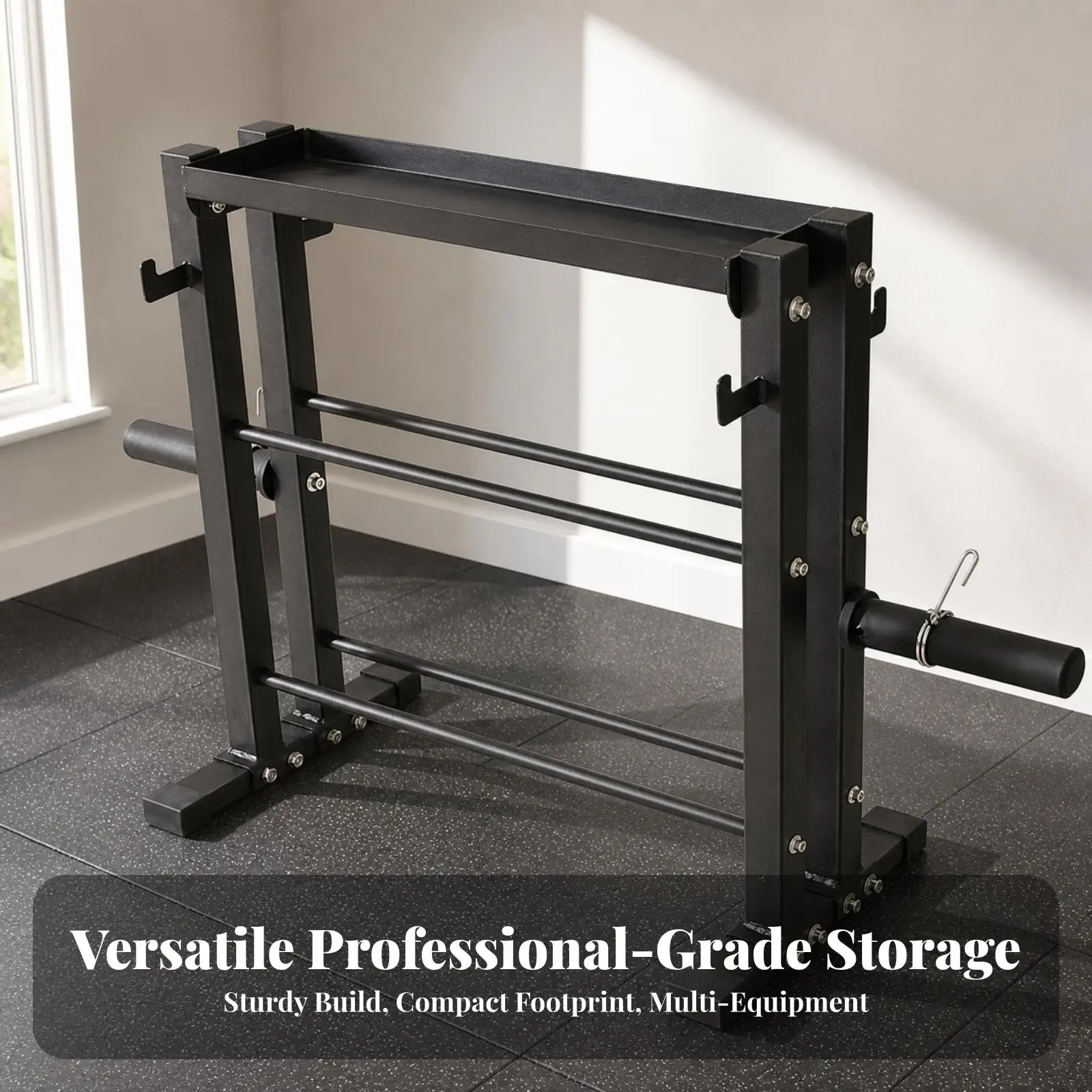 Home Gym Equipment Organizer 3-Tier Storage Unit Space-Saving for Athletes